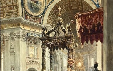 Romeo Cavi (1862 - 1908) - Interno di San Pietro a Roma