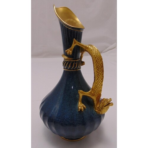 Royal Worcester flagon, pear shaped with dragon handle retai...