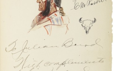 Russell, Charles M. Original watercolor sketch in Coburn's Rhymes from a Round-up Camp
