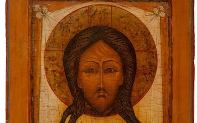 Russian icon from the late 18th century. "Mandylion." Tempera on wood. It has slight cracks, a spike