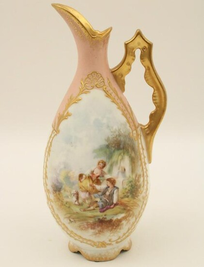 SEVRES EWER WITH GOLD LINING AND VIGNETTE OF YOUNG