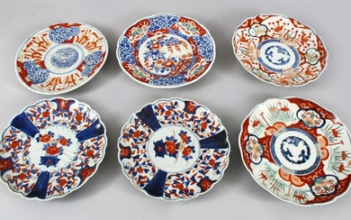 SIX JAPANESE IMARI PORCELAIN PLATES, various designs in