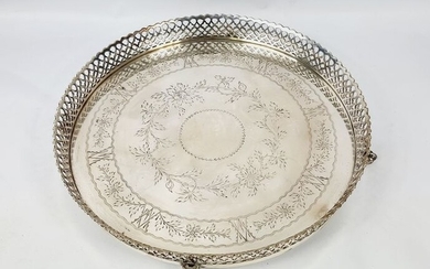 Salver, Footed Salver or tray 31.5x6cm - .833 silver - Reis Porto - Portugal - Mid 20th century