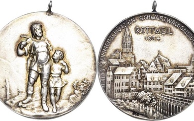 SchützenmedaillenRottweil, Stadt Silbermedaille 1924 (unsigniert, Mayer & Wilhelm) Zimmerschützen-Schwarzwaldgauschießen. Wilhelm...