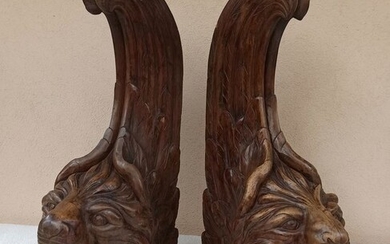 Sculpture, Table legs (2) - Wood - 19th century