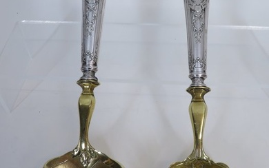 Serveer - opschep bestek met guirlandes - Spoon (2) - Brass, Silver