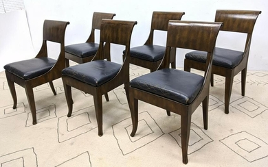Set 6 Biedermeier Style Dining Chairs. Dark Stained.