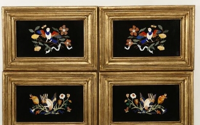 Set of Four Framed Pietra Dura Marble Plaques.