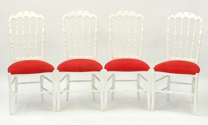 Set of four contemporary Italian chairs with red