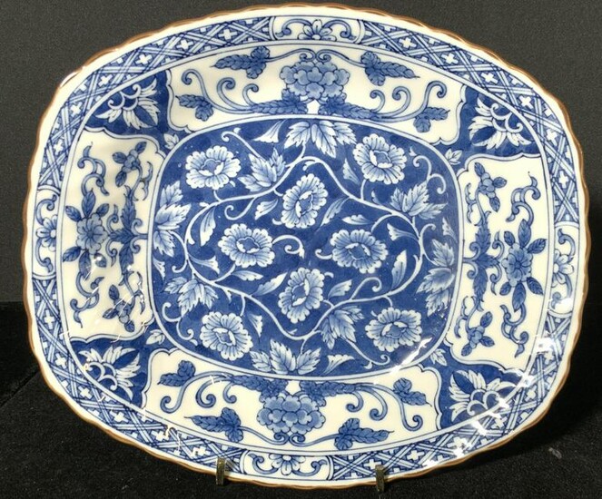 Signed Asian Blue & White Ceramic Dish Asian
