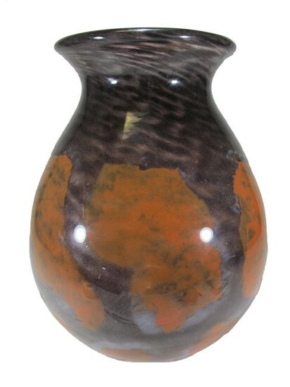 Signed Degue, France large glass vase