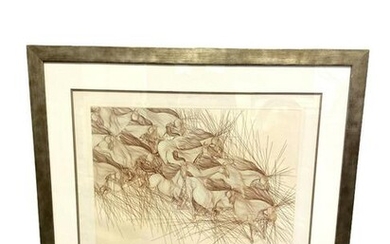 Signed Guillaume Azoulay Etching on Paper Le Mouvement