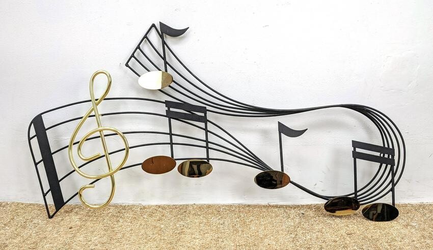 Signed J Wares Mixed Metal Musical Wall Sculpture. Blac