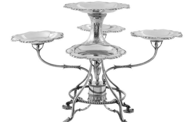 Silverplate Epergne with Sterling Silver Bowls