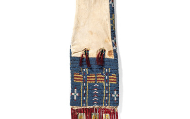 Sioux Beaded Hide Tobacco Bag, with American Flags