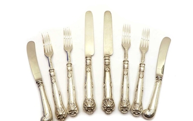 Six pairs of Victorian silver fruit knives and forks