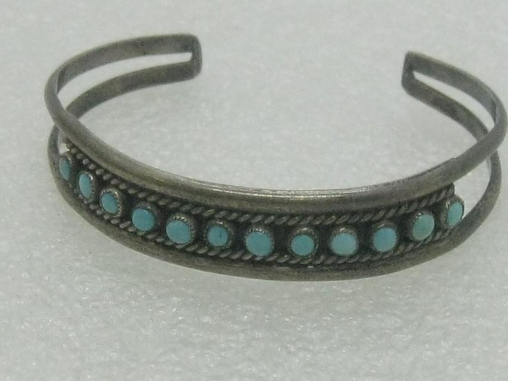 Southwestern Sterling Turquoise Cuff Bracelet, Snake