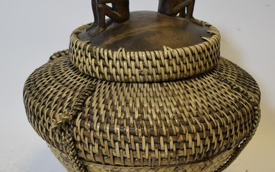 Split Bamboo and Rattan Covered Basket