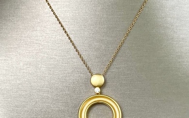 Sterling Silver Vermeil Seed Pearl "Circle" Pendant Necklace