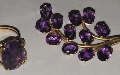 TWO PIECES OF AMETHYST JEWELRY
