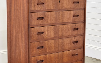 Tall Danish teak chest of six drawers (h:104 x w:75...