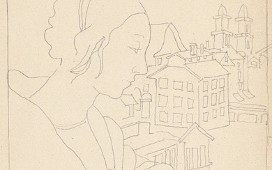 Tamara de Lempicka (1898-1980) Femme de profil et une ville