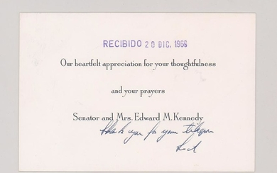 Ted Kennedy Signed Thank You Card Beckett COA