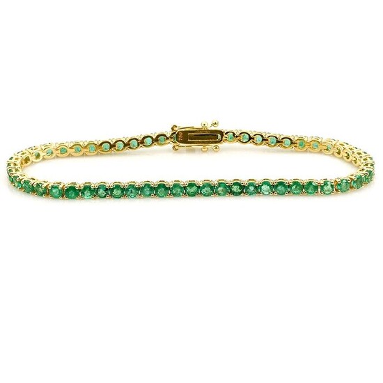 Tennis Bracelet - 18 kt. Yellow gold - Bracelet - 5.84 ct Emerald