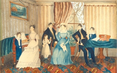The Merrill Family in an Elegant Parlor, American School, 19th Century