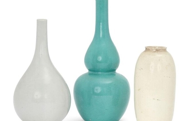 Three Chinese porcelain monochrome vases, 19th century,...