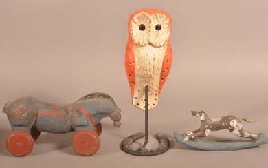 Three Folk Art Carved and Painted Animals.