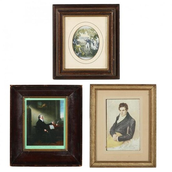 Three Vintage Miniature Prints after Regency Paintings