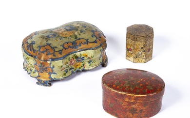 Three lacquer and painted boxes