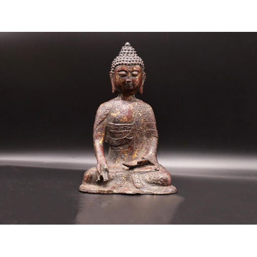 Tibetan Parcel Gilt Bronze Buddha 25cm tall approx