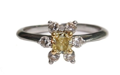 Tiffany & Co. Platinum 18k Yellow Gold and Yellow Diamond Ring, VVS2 Clarity D-G