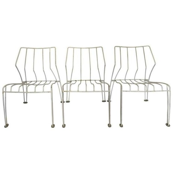 Trio Of metal Stackable Chairs