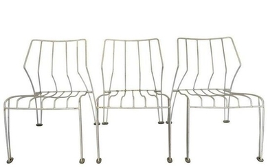 Trio Of metal Stackable Chairs