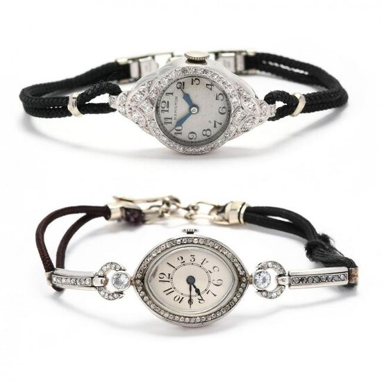 Two Art Deco, Platinum, and Diamond Watches