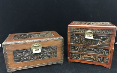 Two Carved Wood Chinese Boxes