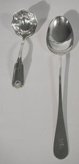 Two Heavy Sterling Silver Serving Spoons