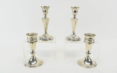 Two Pair of Sterling Silver Weighted Candlesticks