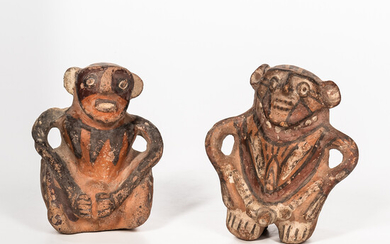 Two Pre-Columbian Polychrome Pottery Figures