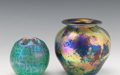 Two Signed French Art Glass Vases