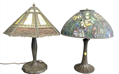 Two Table Lamps, to include leaded glass table lamp