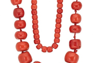 Two coral bead necklaces