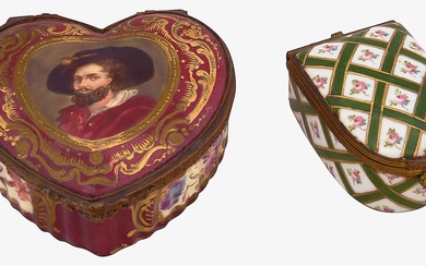 Two late 19th century Sevres style porcelain trinket boxes
