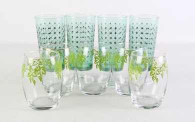 Two sets of retro drinking glasses