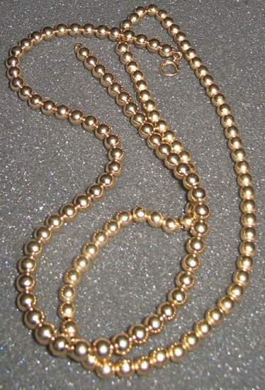 Two vintage 14k gold bead necklaces Mid 20th c. FR3SH