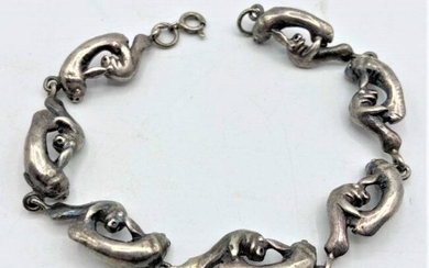 Unique Sterling Silver Linked Koi Fish Bracelet