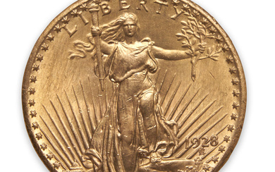 United States 1928 St. Gaudens $20 Double Eagle Gold Coin.